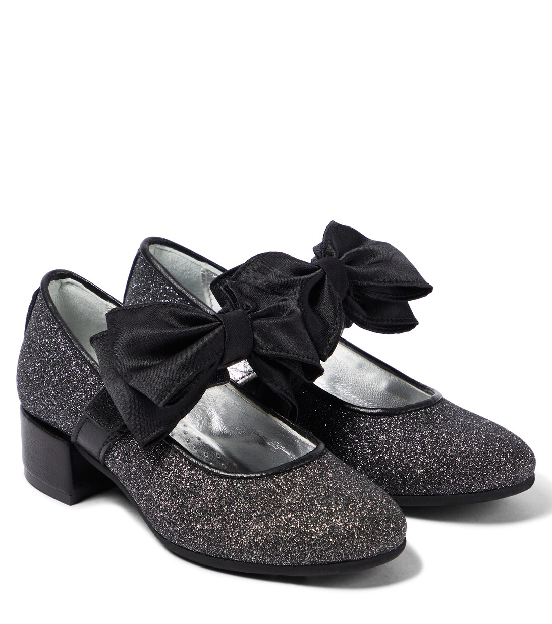 Bow-trimmed glitter ballet flats | Monnalisa