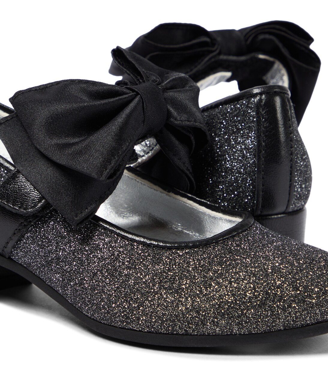 Bow-trimmed glitter ballet flats | Monnalisa