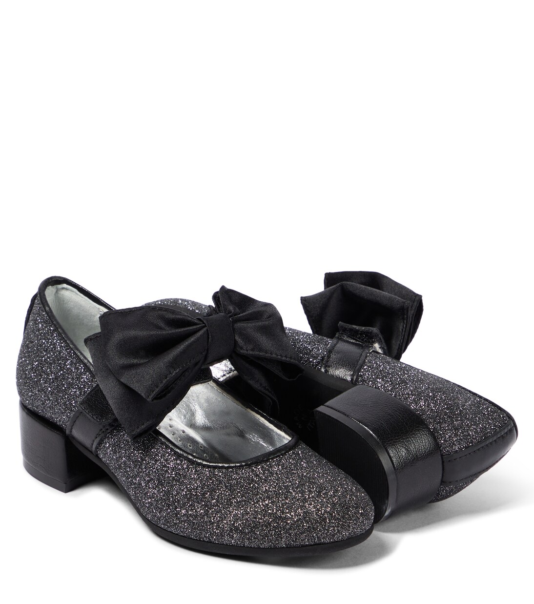 Bow-trimmed glitter ballet flats | Monnalisa