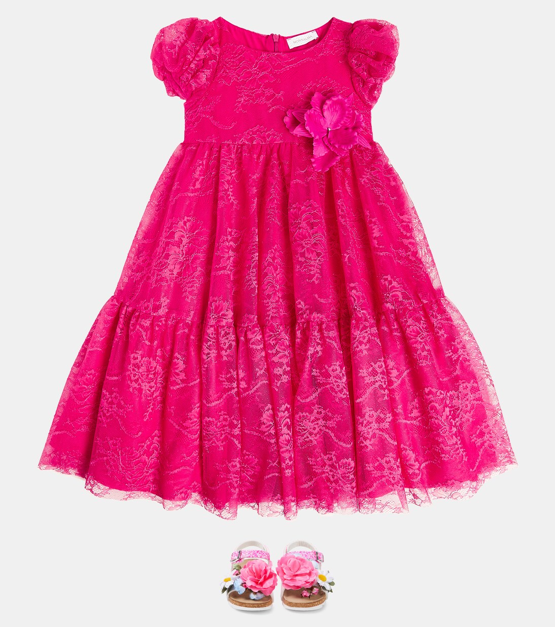 Embellished puff-sleeve dress | Monnalisa