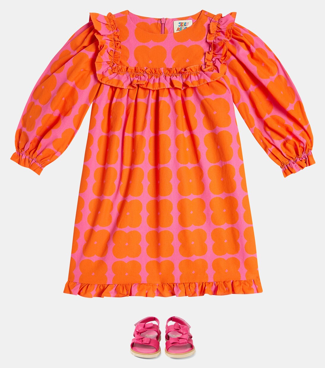 Clover ruffle-trimmed cotton dress | Jellymallow