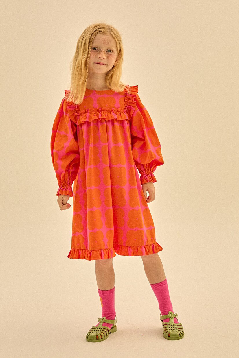 Clover ruffle-trimmed cotton dress | Jellymallow