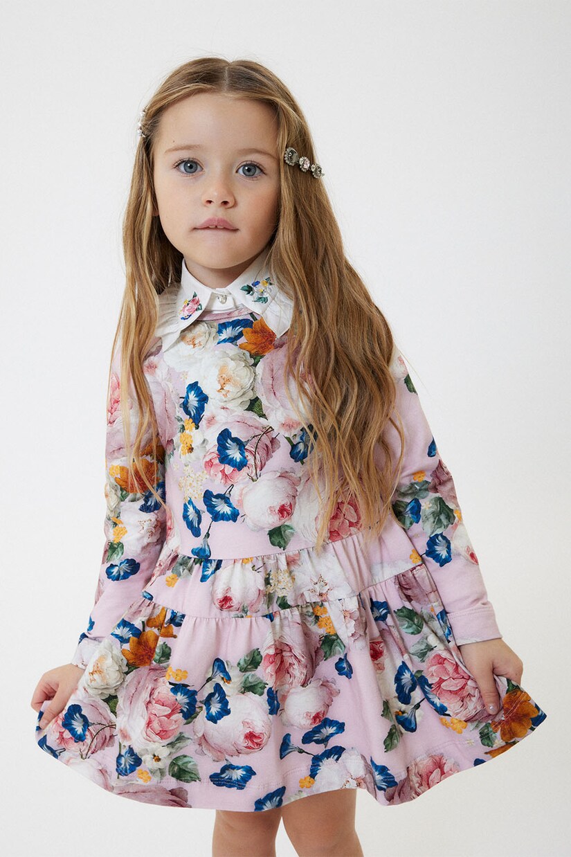 Robe en coton mélangé à fleurs | Monnalisa