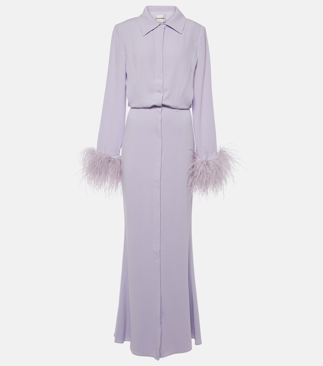 Robe longue en satin à plumes | Roland Mouret
