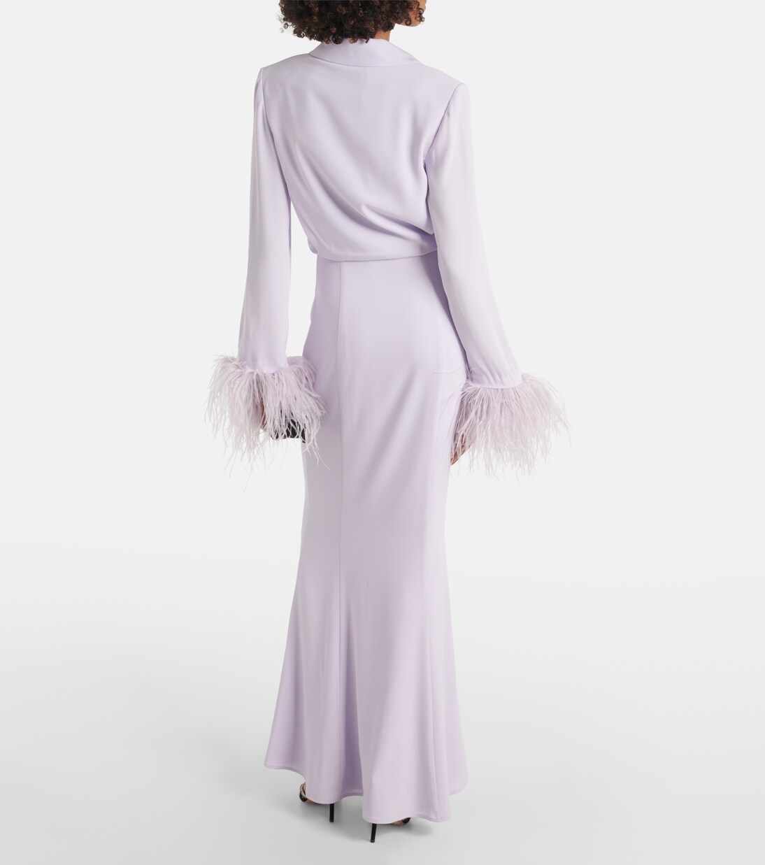 Robe longue en satin à plumes | Roland Mouret