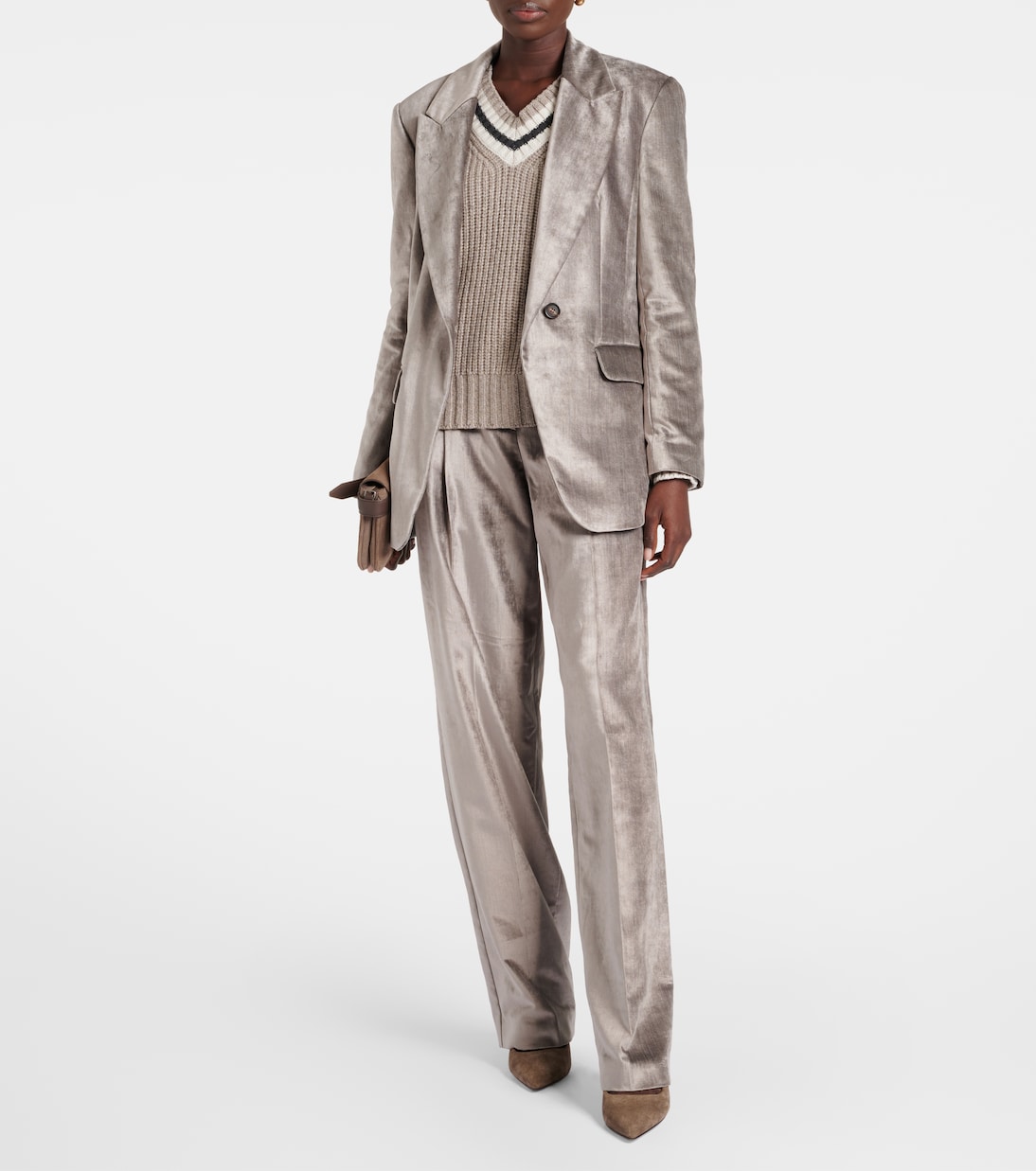 Blazer de terciopelo de mezcla de algodón | Brunello Cucinelli