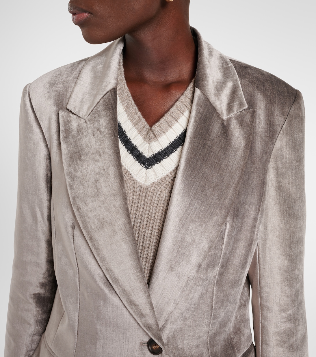 Blazer de terciopelo de mezcla de algodón | Brunello Cucinelli
