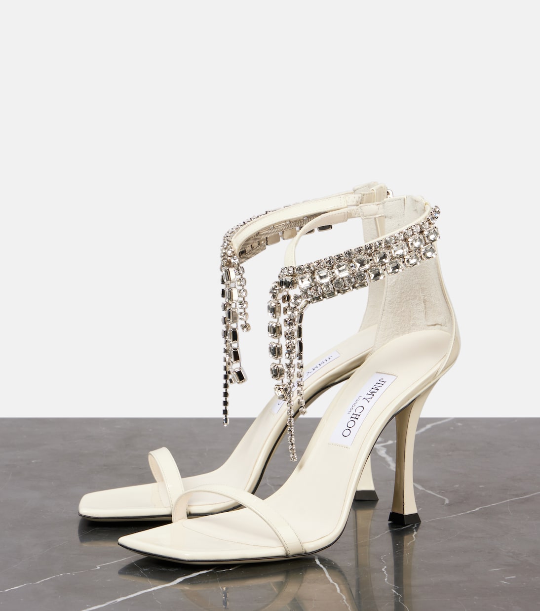 Sandalen Verity 100 aus Leder mit Kristallen | Jimmy Choo