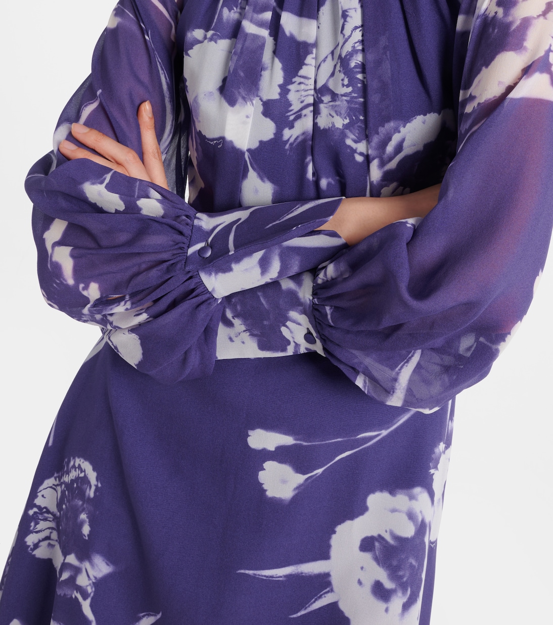 Floral silk voile midi dress | Erdem