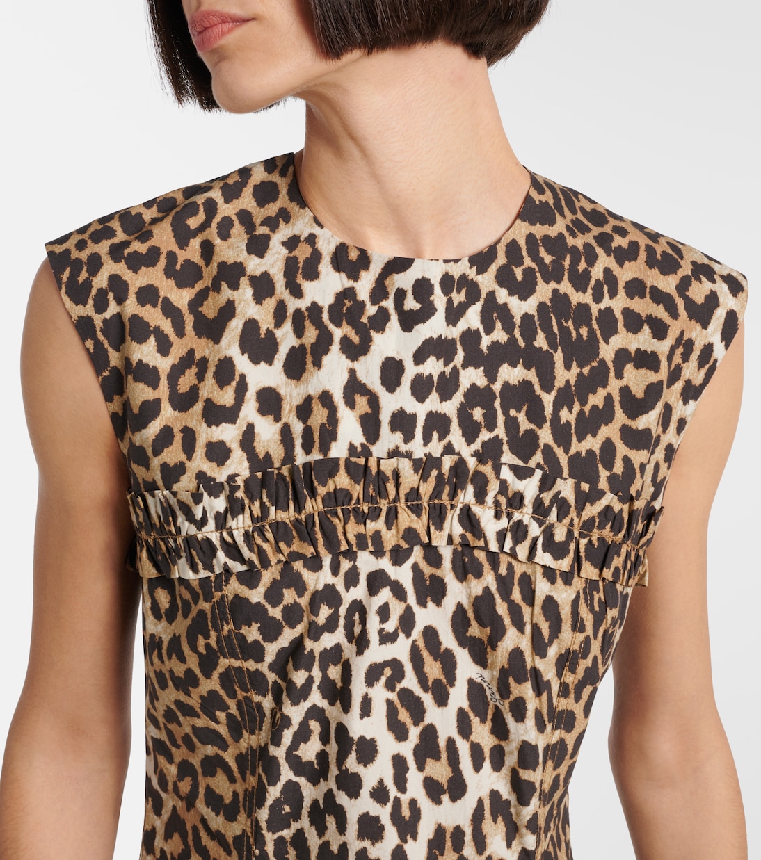 Leopard-print cotton corset dress | Ganni