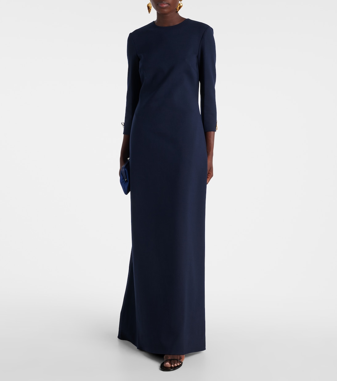 Embellished open-back wool-blend kaftan | Oscar de la Renta