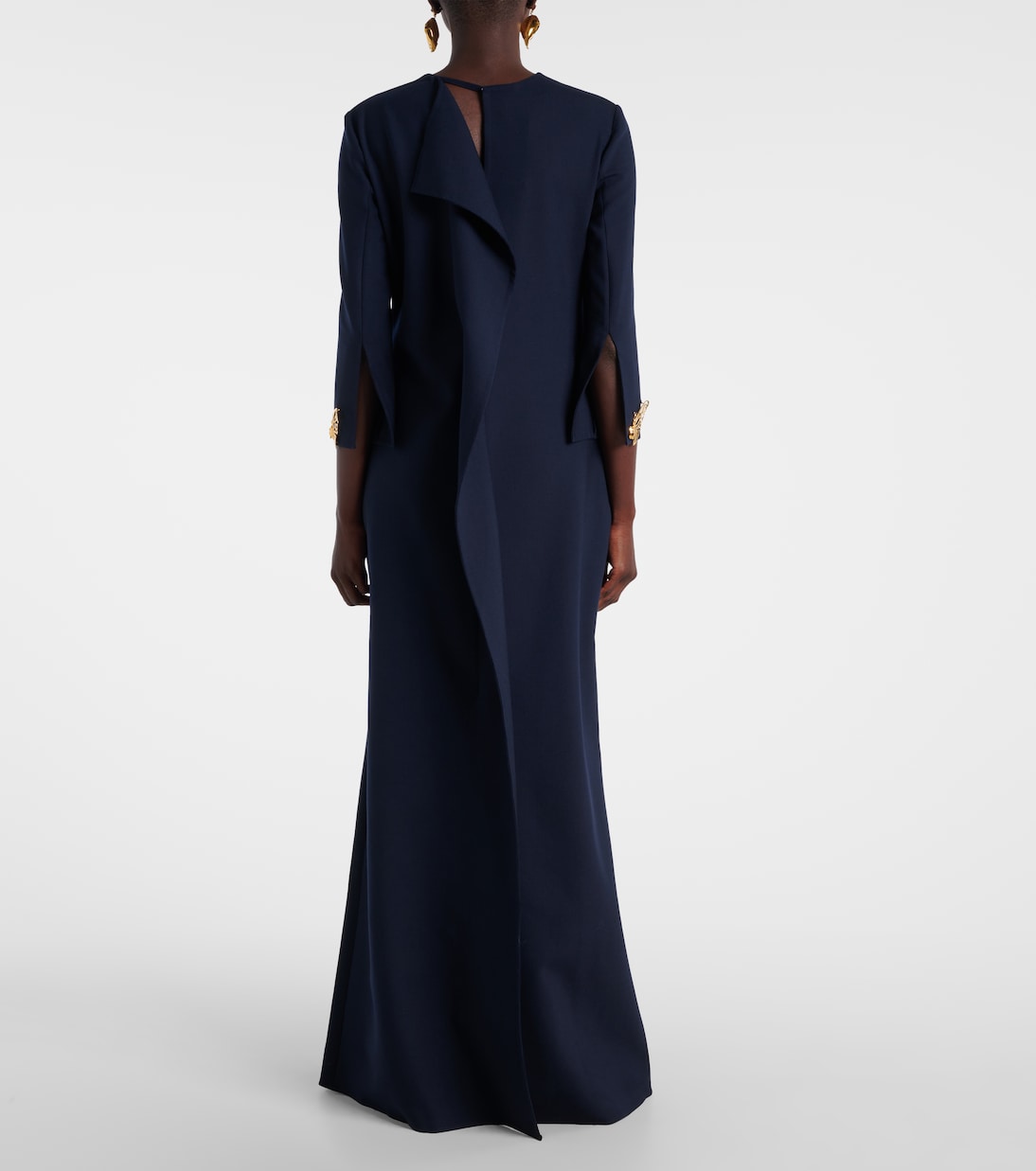 Embellished open-back wool-blend kaftan | Oscar de la Renta