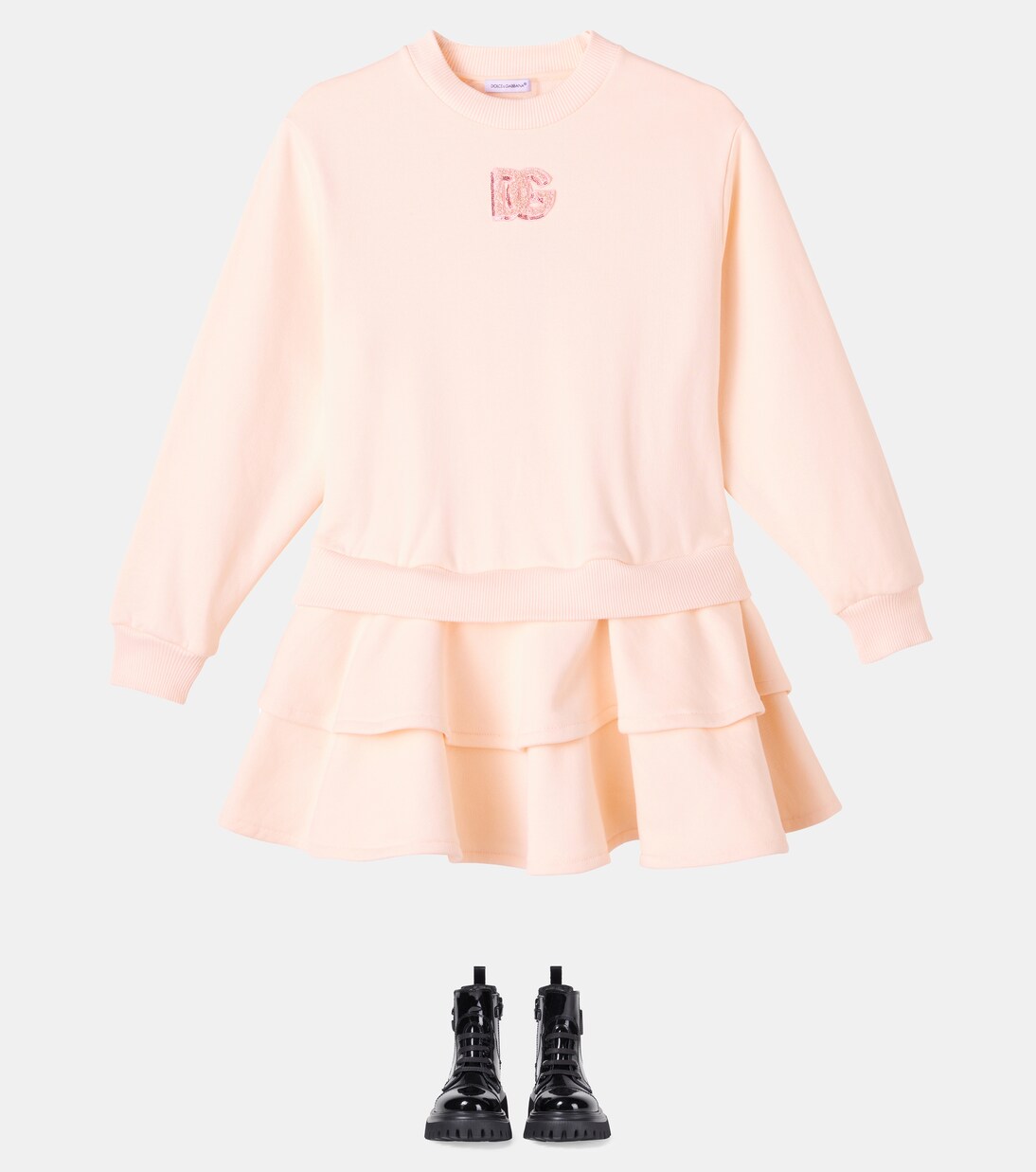 Abito DG in cotone a balze | Dolce&Gabbana Kids