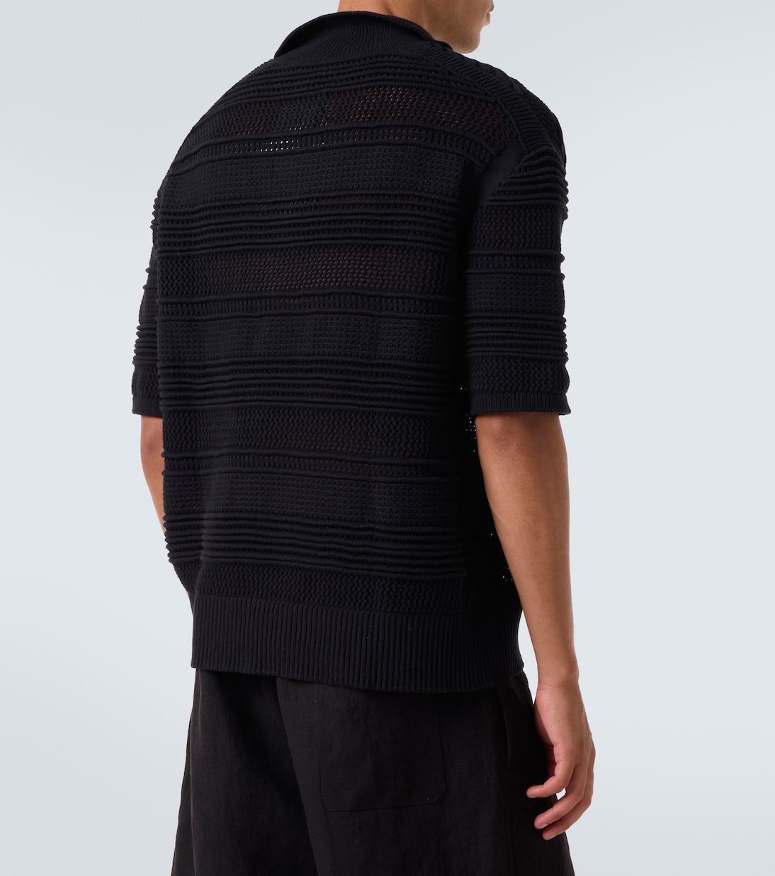 棉质混纺钩编Polo衫 | Commas