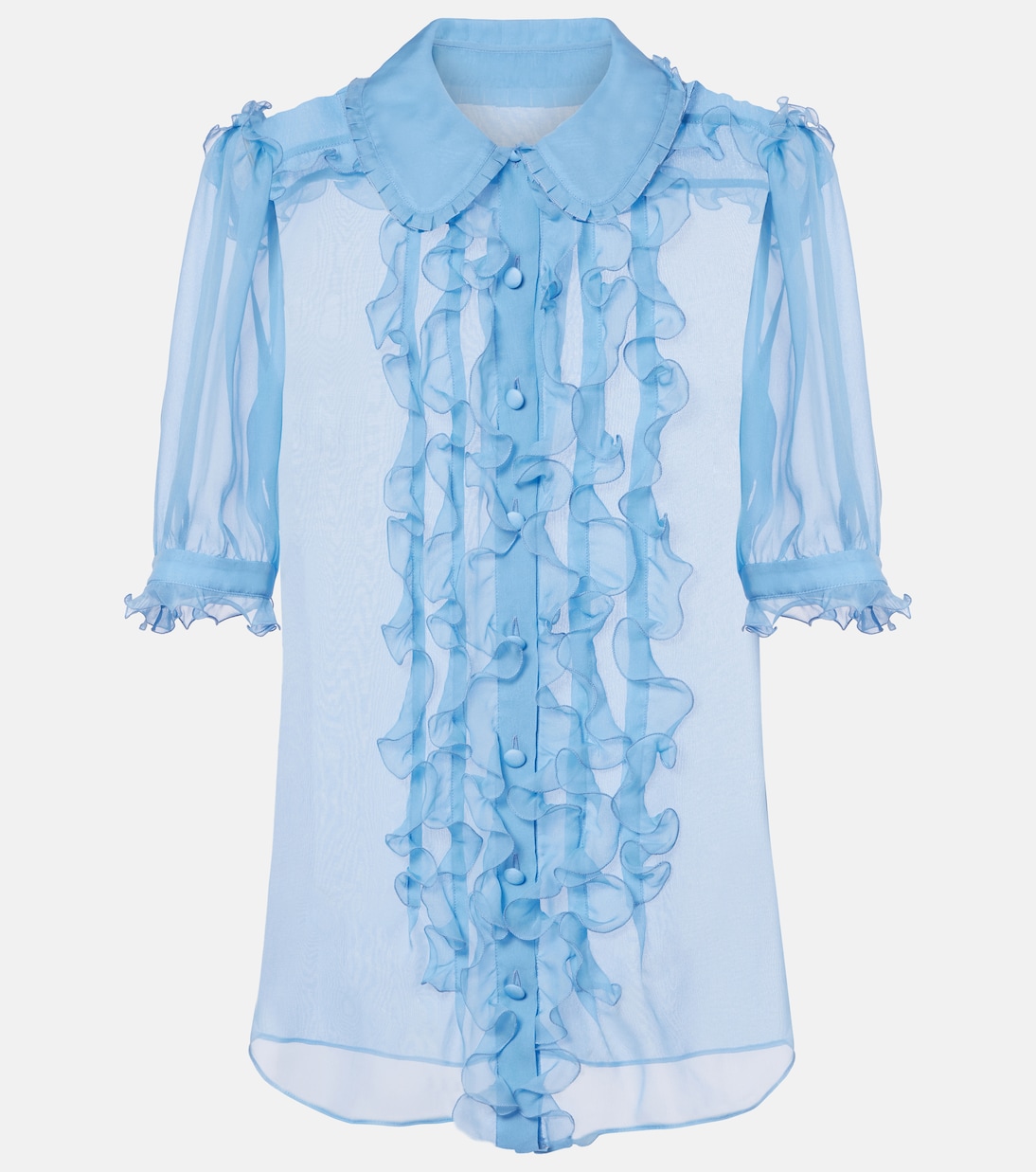 Ruffled semi-sheer silk blouse | Dolce&Gabbana