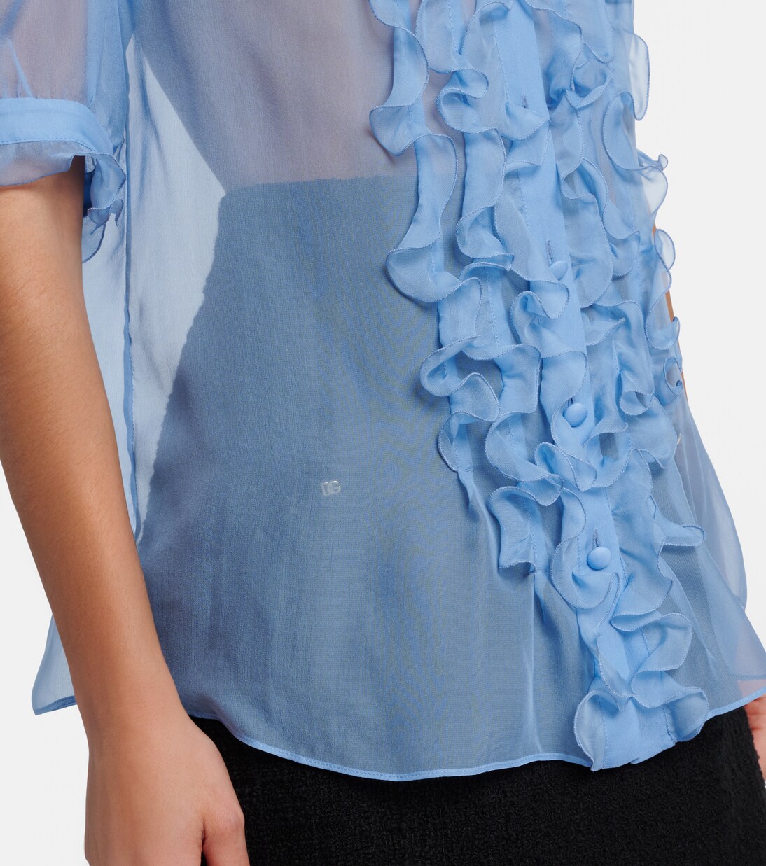 Ruffled semi-sheer silk blouse | Dolce&Gabbana