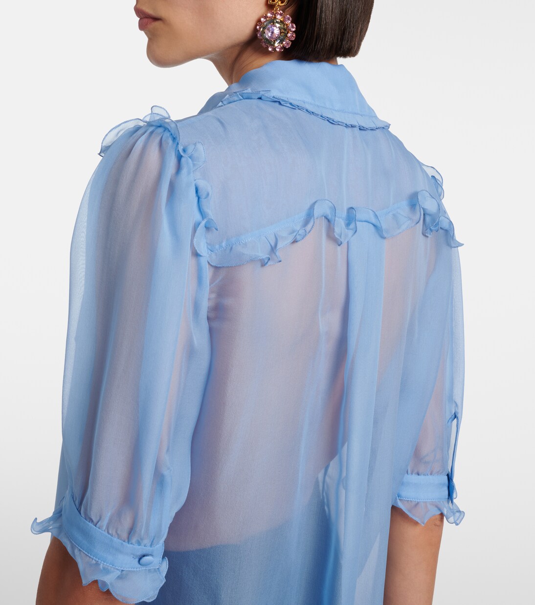 Ruffled semi-sheer silk blouse | Dolce&Gabbana