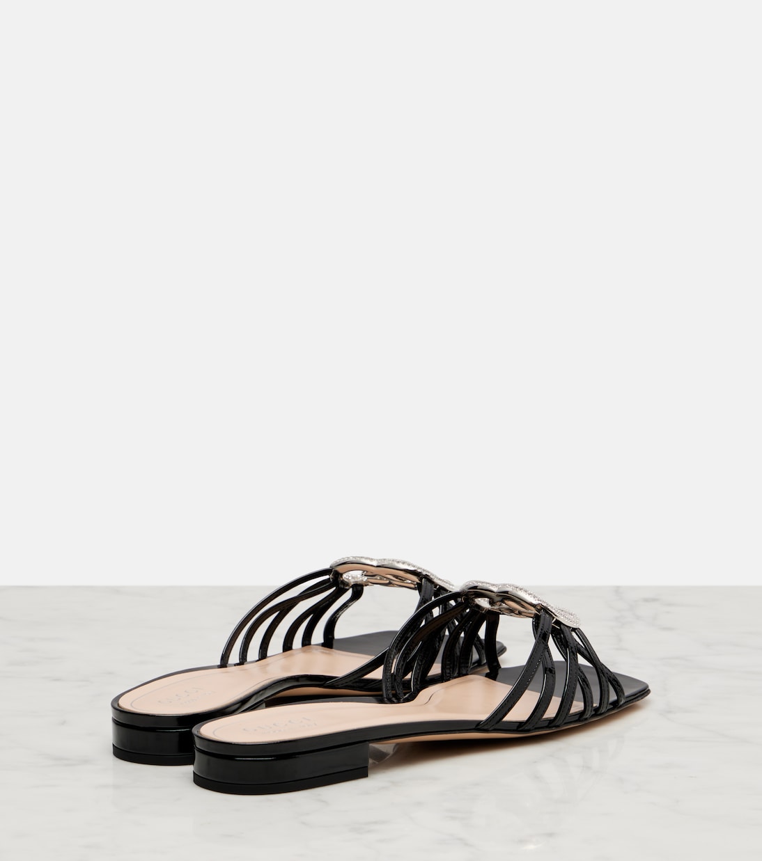 Interlocking G patent leather sandals | Gucci