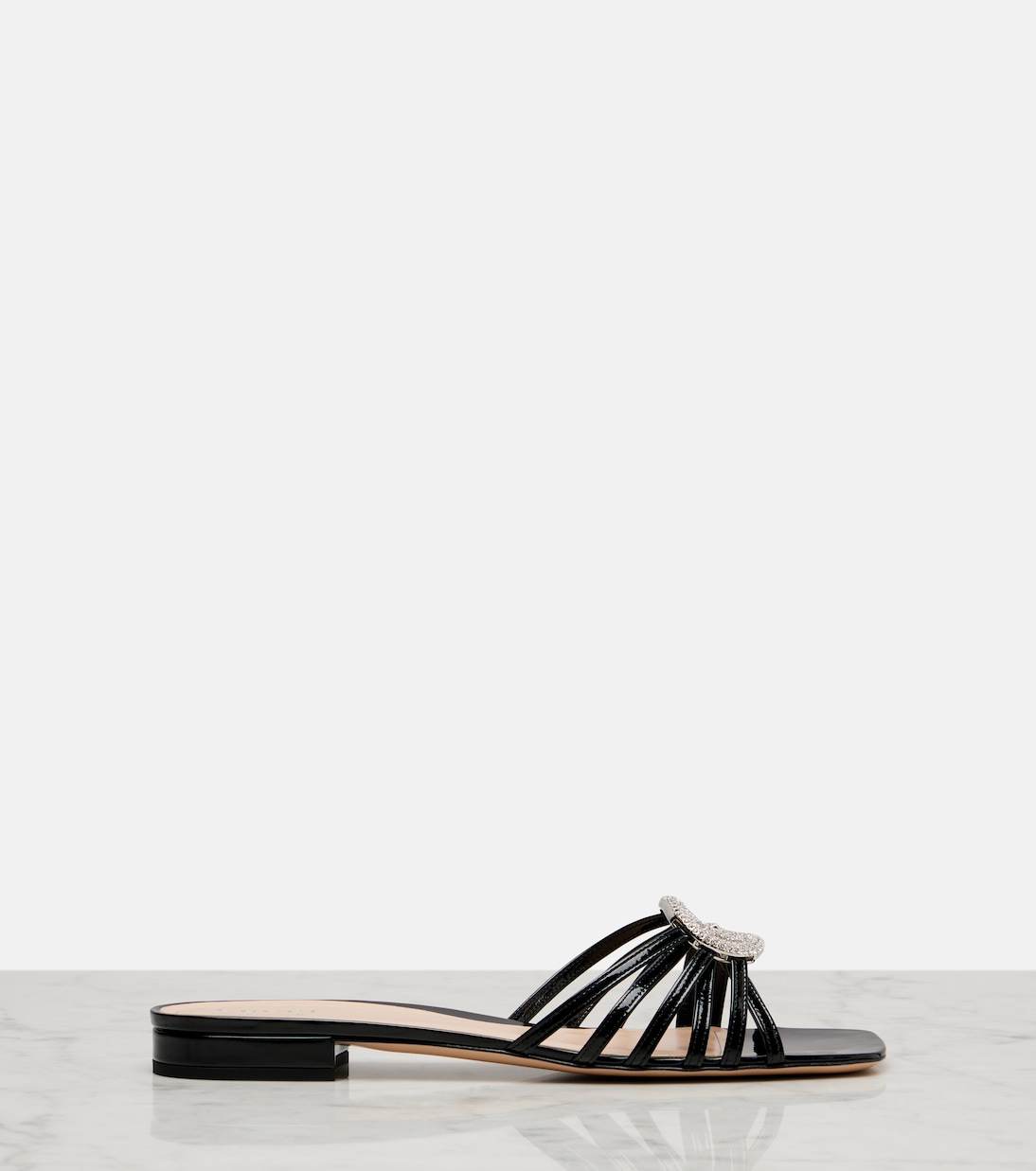 Interlocking G patent leather sandals | Gucci