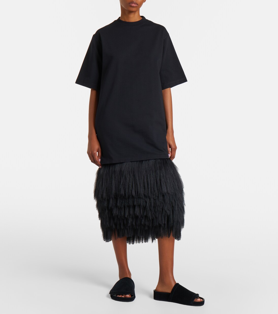 Fringed silk-blend satin slip skirt | Phoebe Philo