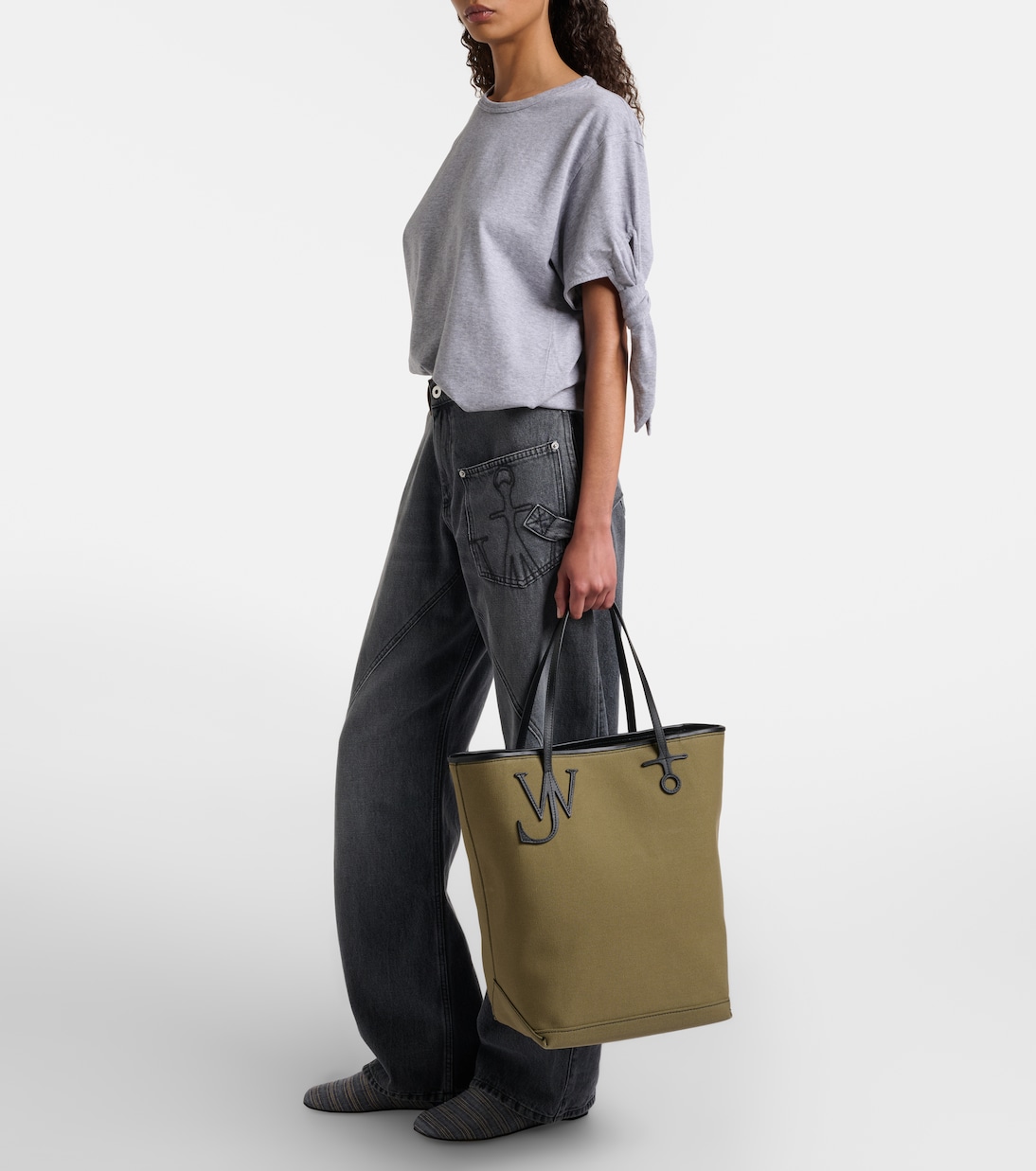 Anchor Tall leather-trimmed tote bag | JW Anderson