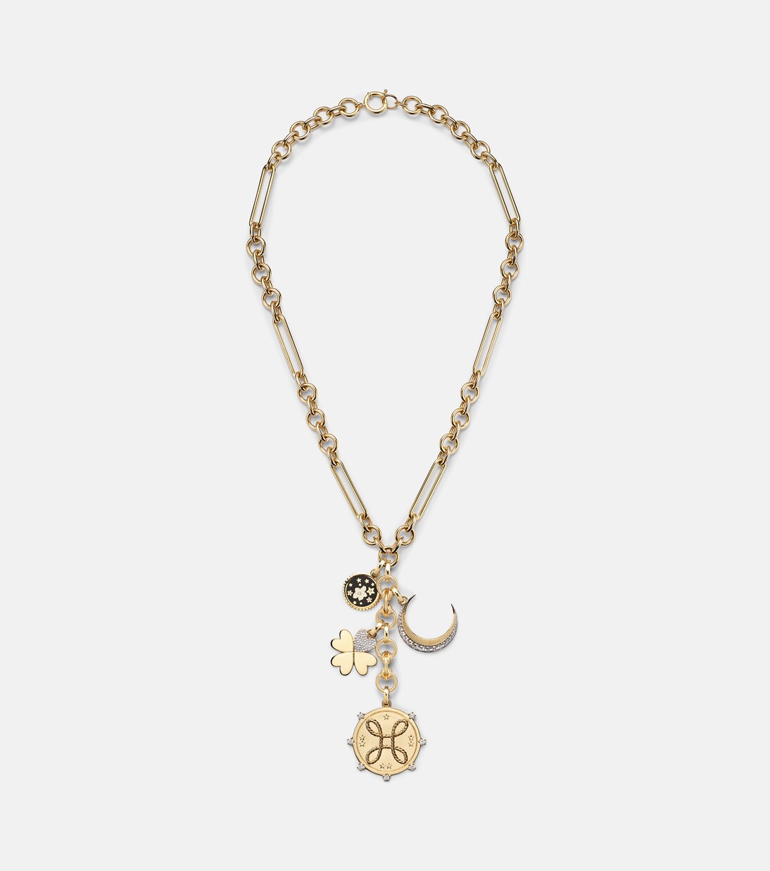 True Love & Crescent Midsize 18kt gold necklace with diamonds | FoundRae