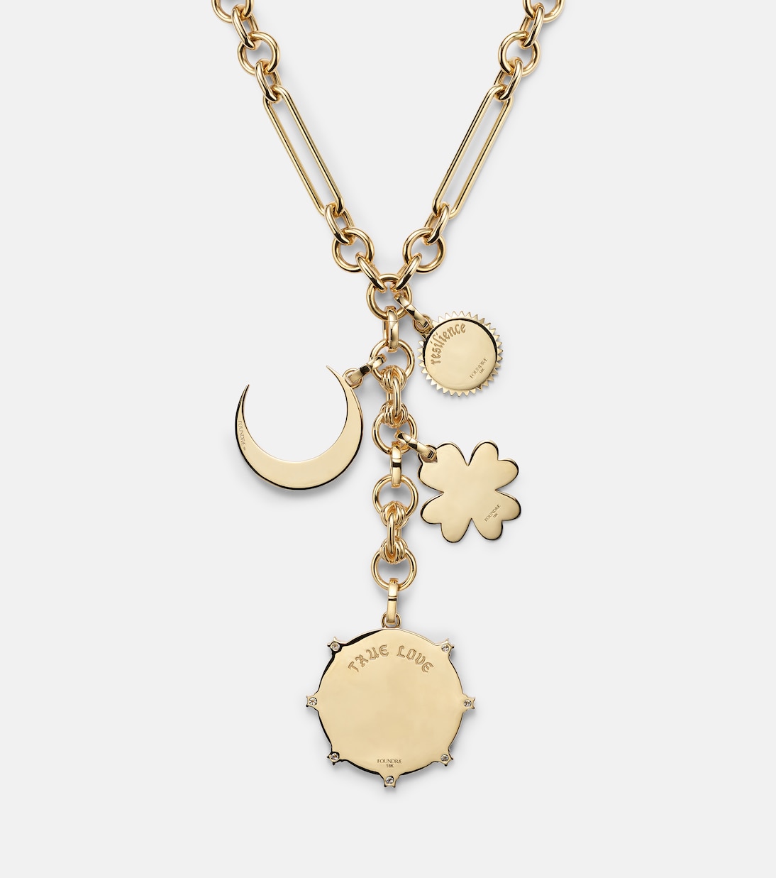 True Love & Crescent Midsize 18kt gold necklace with diamonds | FoundRae