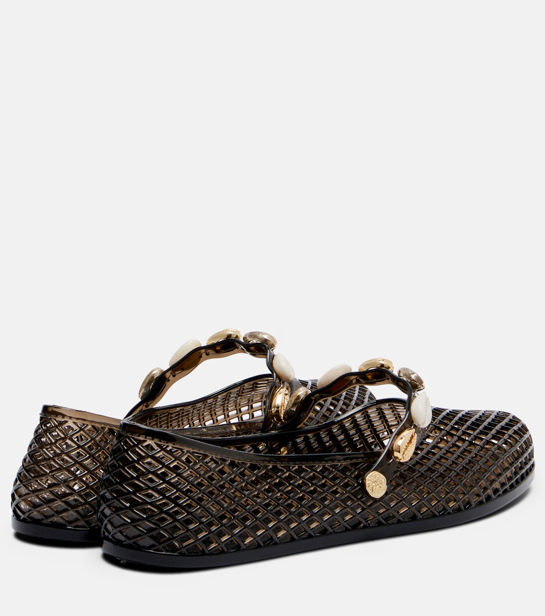 Iro embellished fishnet ballet flats | Ancient Greek Sandals