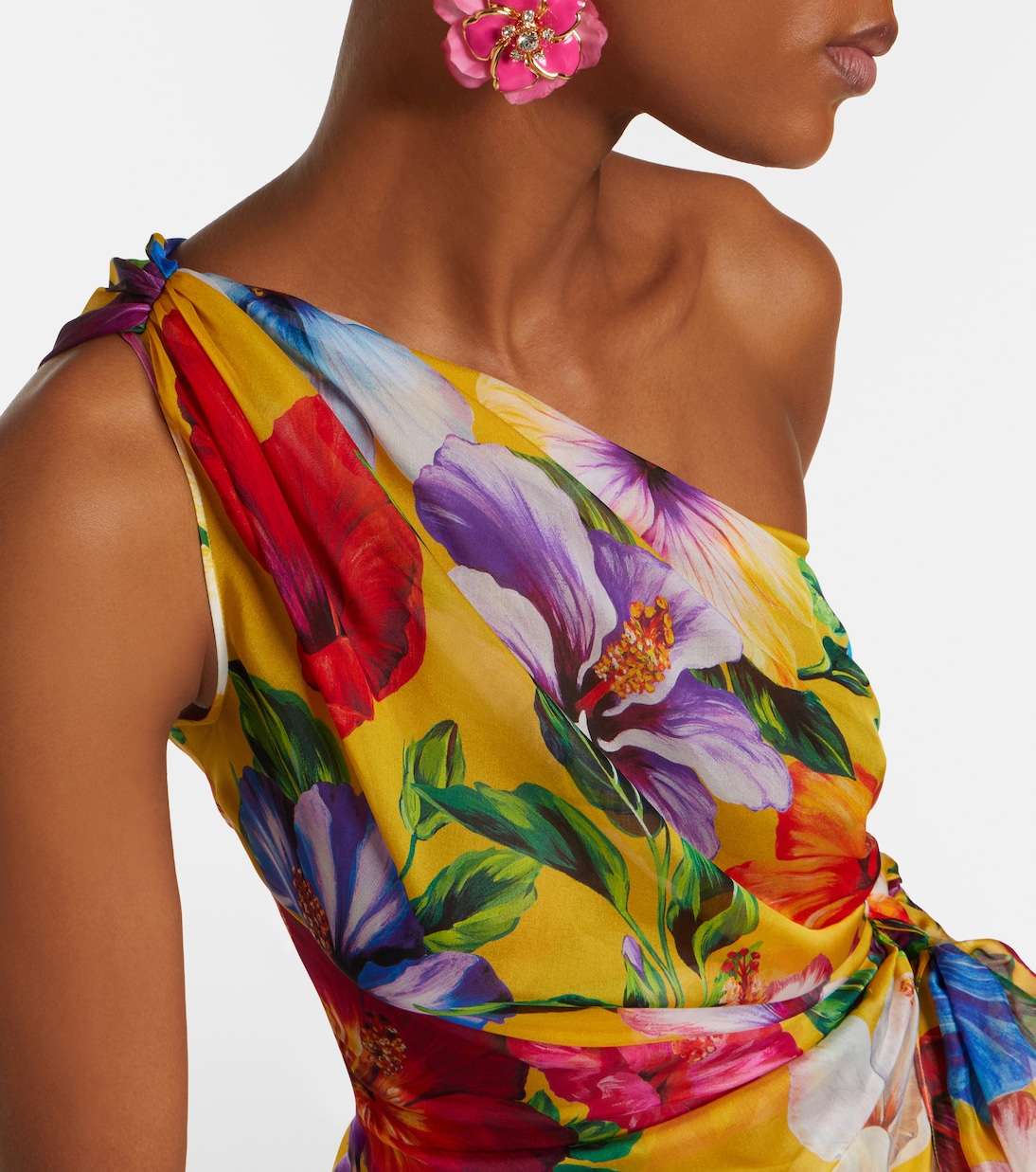 One-Shoulder-Robe aus Seidenchiffon | Dolce&Gabbana