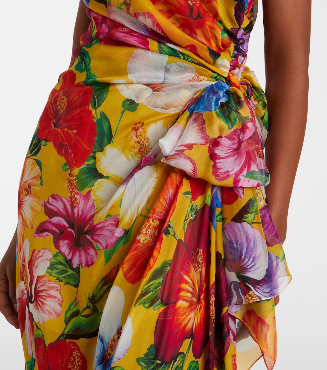 One-Shoulder-Robe aus Seidenchiffon | Dolce&Gabbana