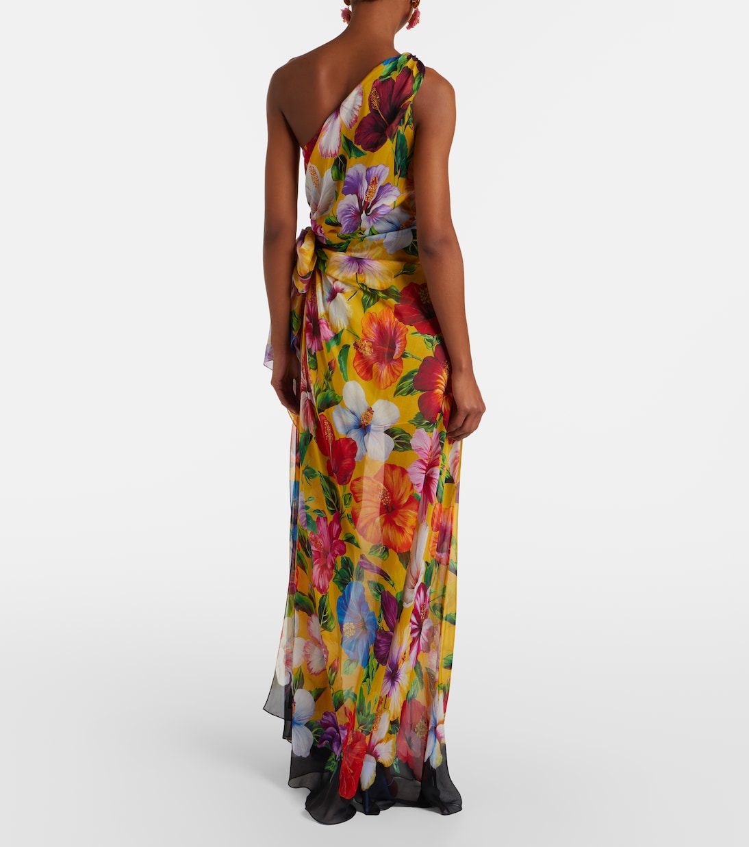 One-Shoulder-Robe aus Seidenchiffon | Dolce&Gabbana