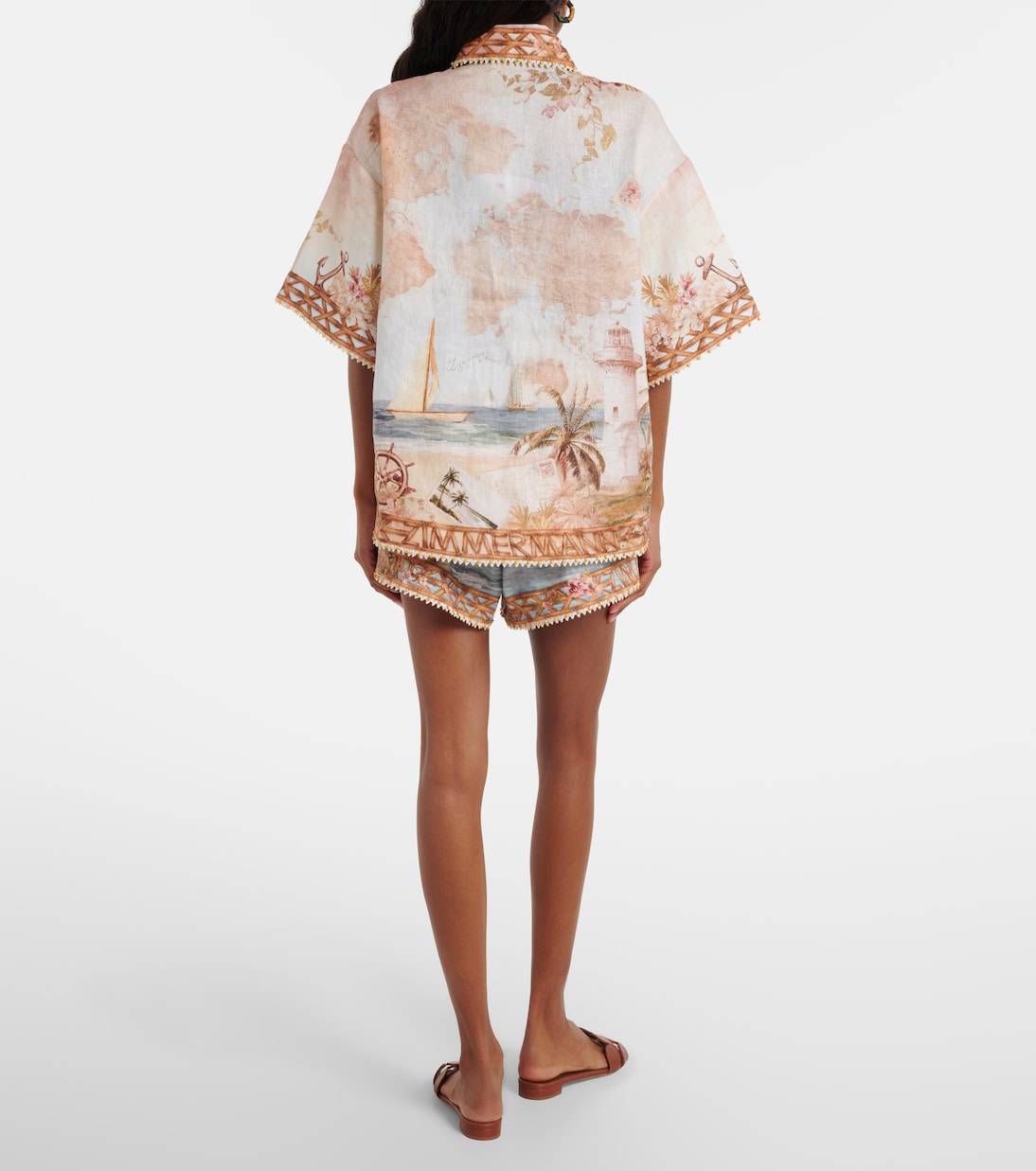 Shorts Mahon de lino estampados | Zimmermann
