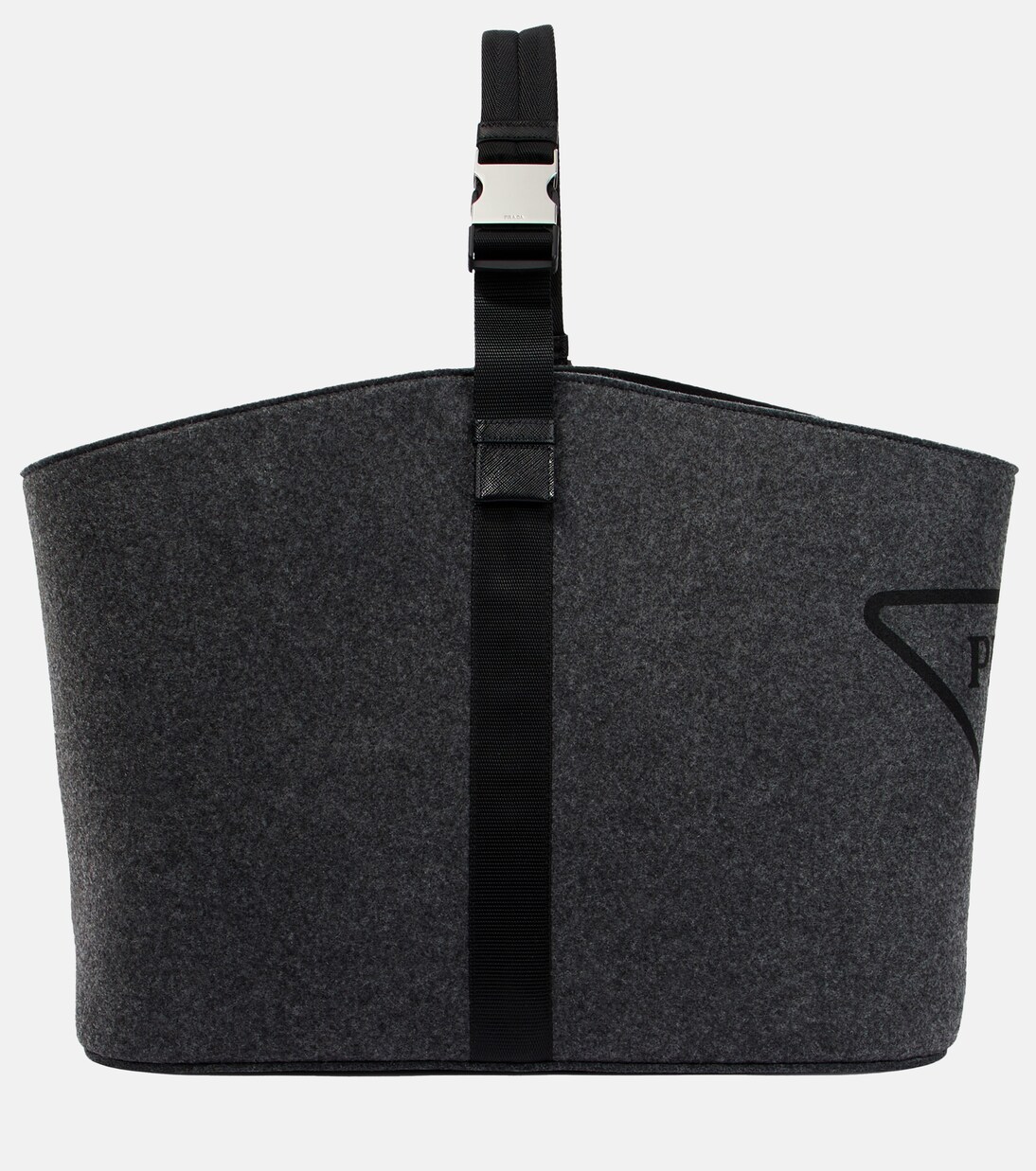 Logo leather-trimmed felt log carrier | Prada