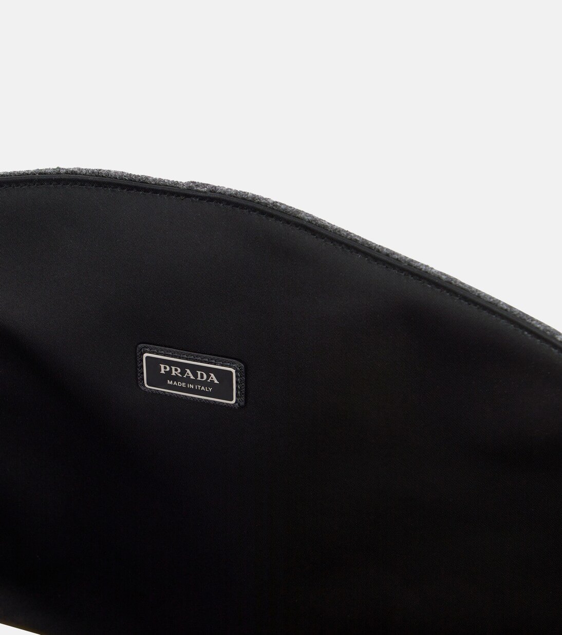 Logo leather-trimmed felt log carrier | Prada