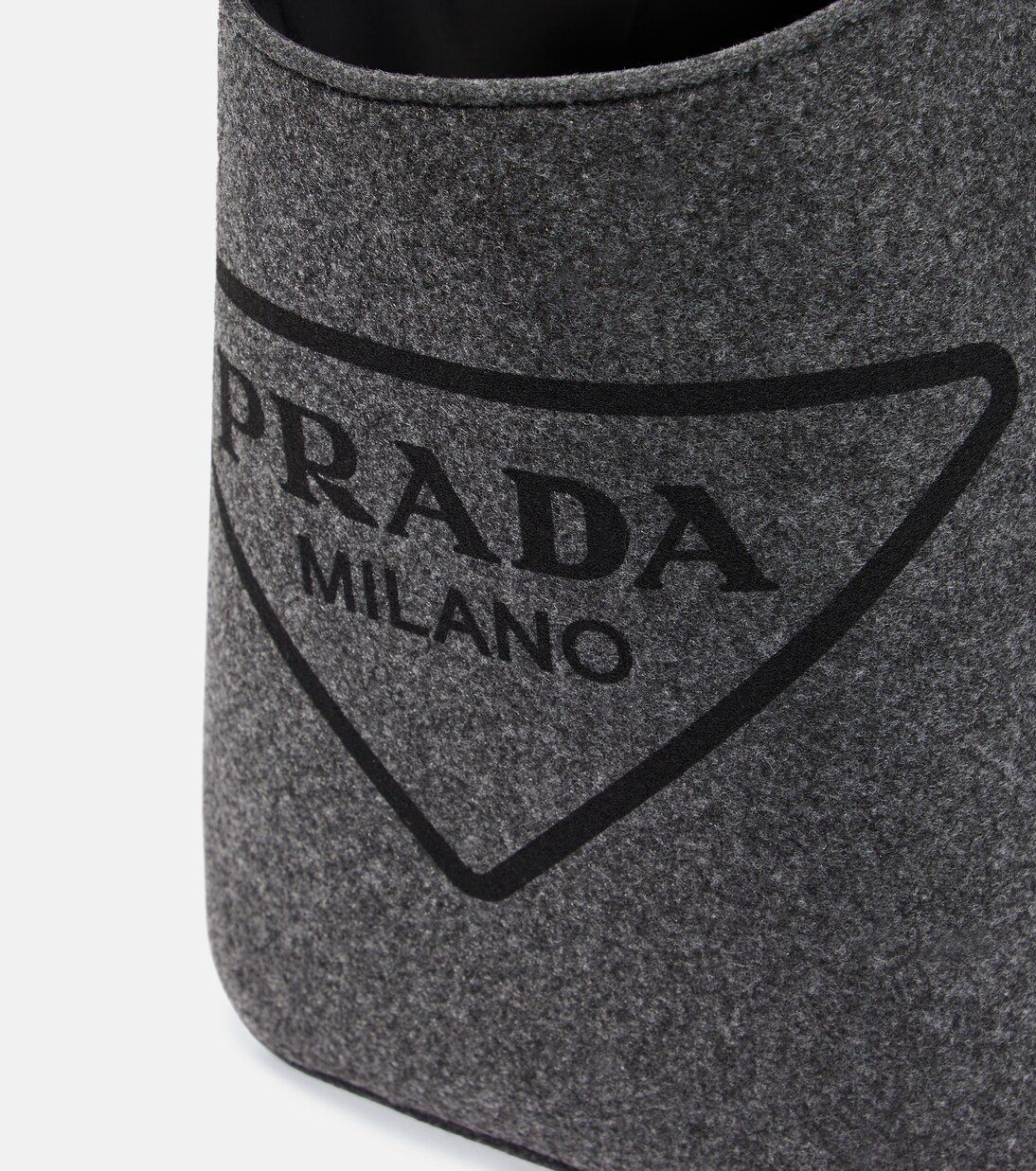 Logo leather-trimmed felt log carrier | Prada