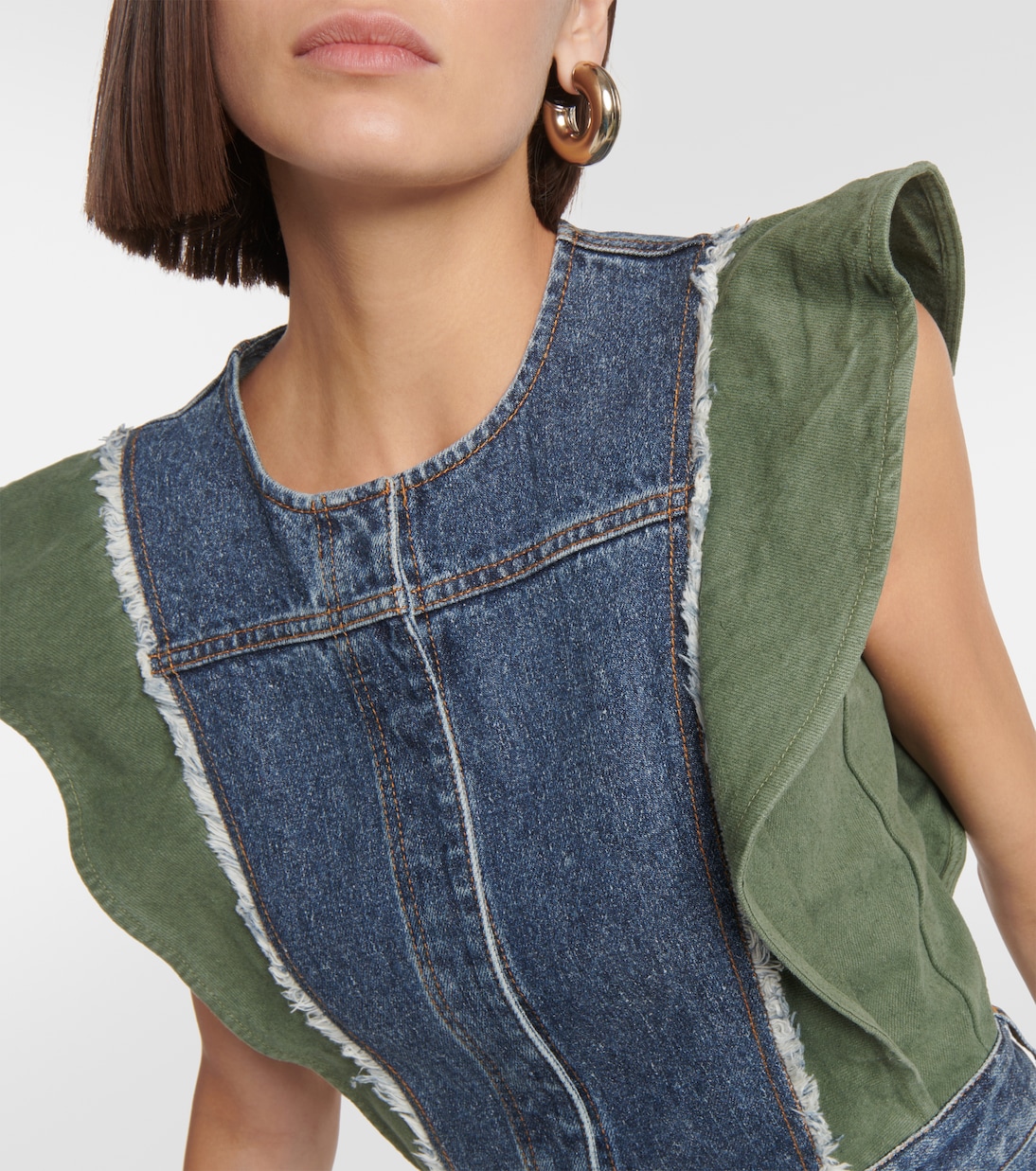 Vestido midi en denim con paneles | Chloé