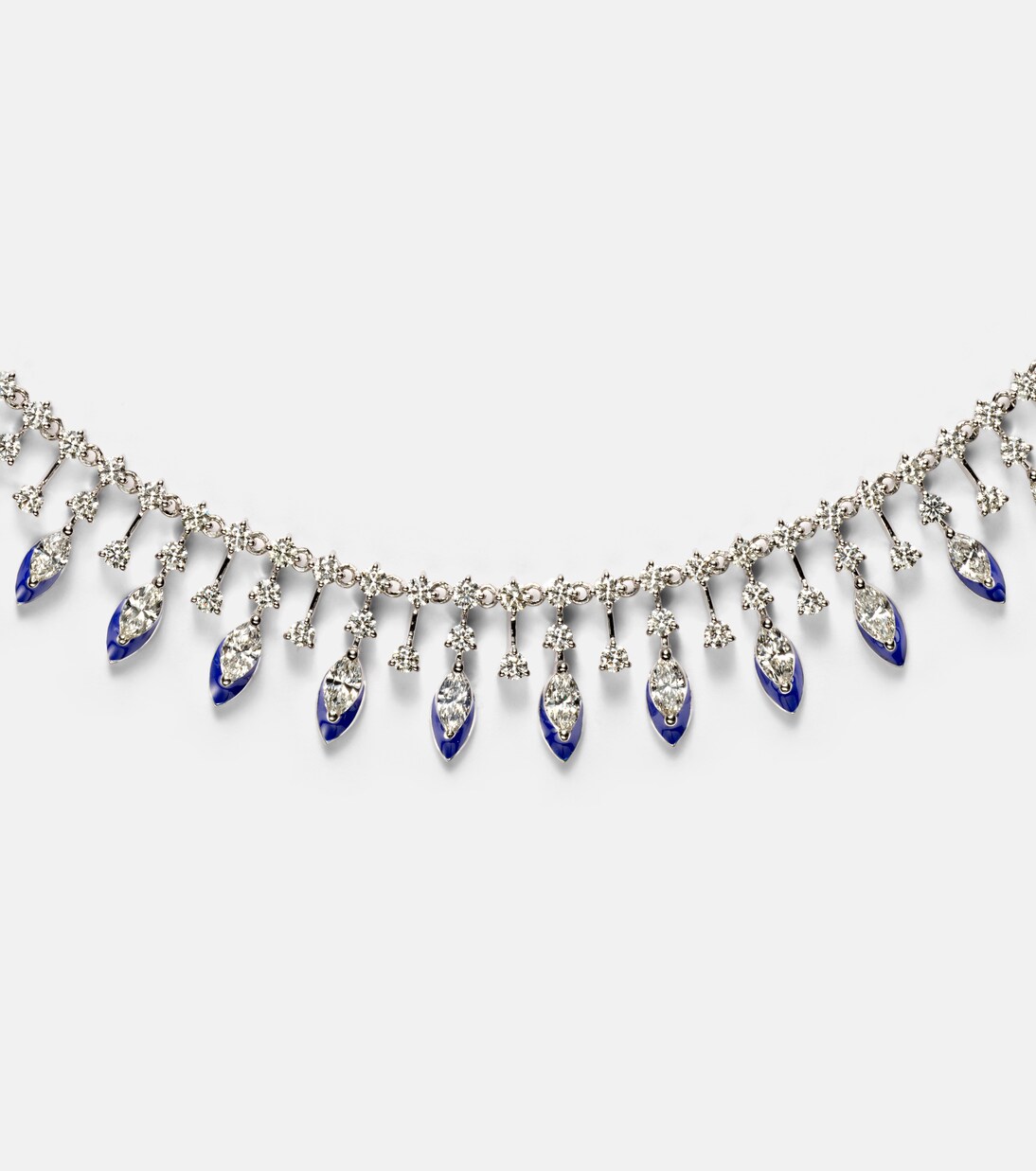 Choker Marquise en or blanc 18 ct, diamants et émail | Kamyen