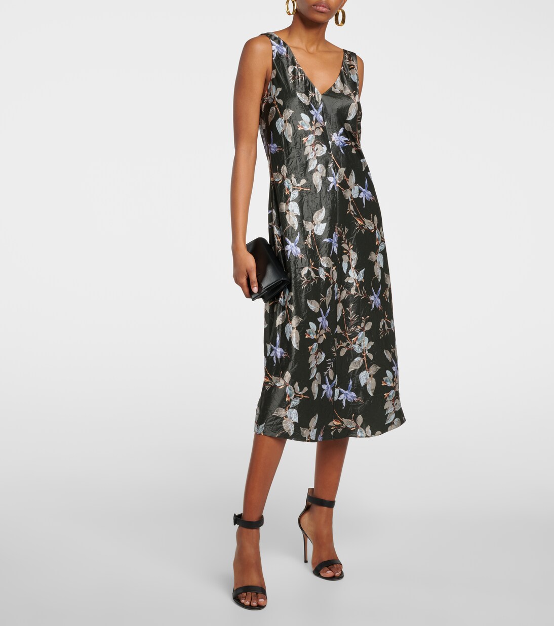 Bedrucktes Midikleid aus Satin | Vince