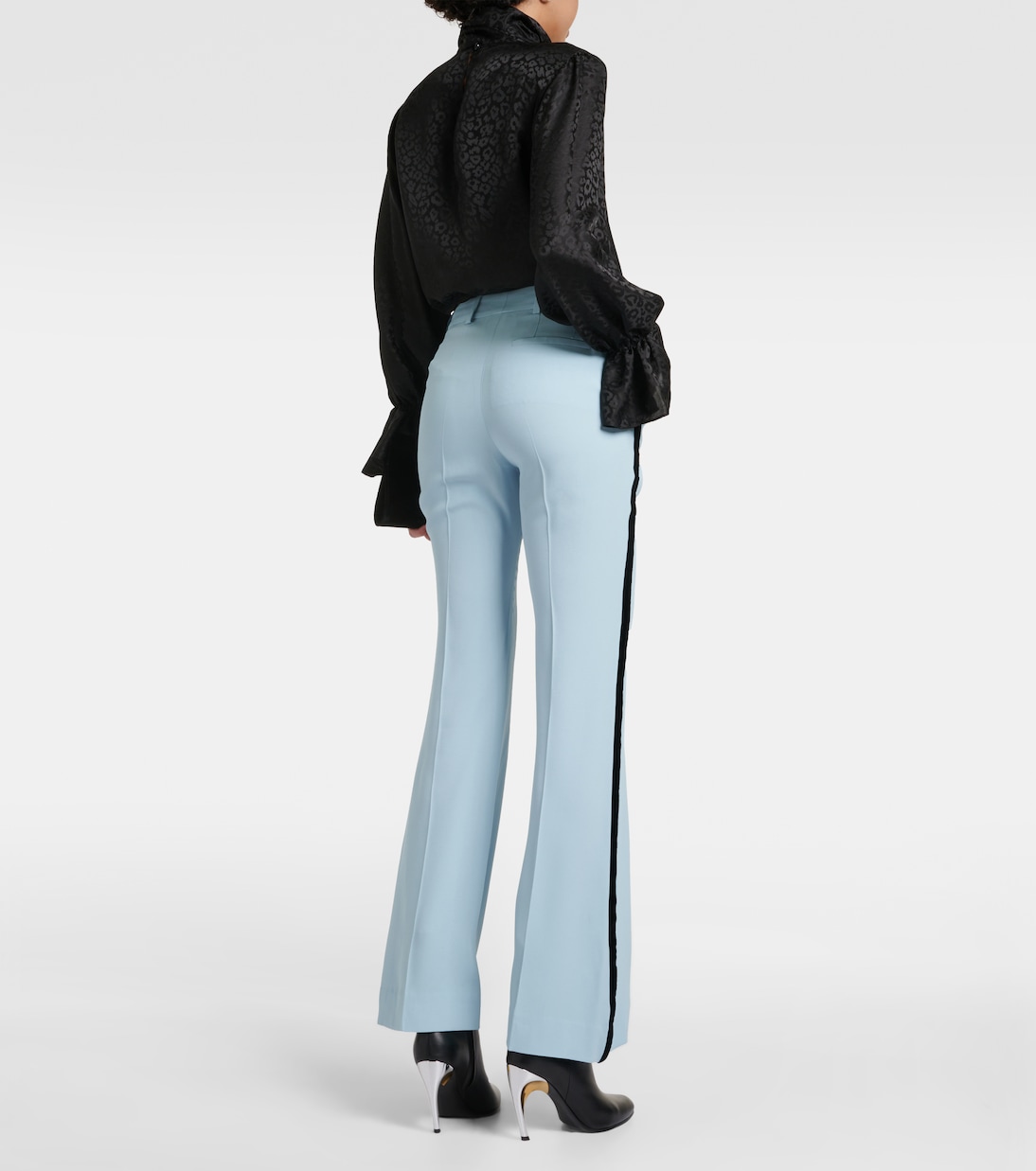Velvet-trimmed cady flared pants | Nina Ricci