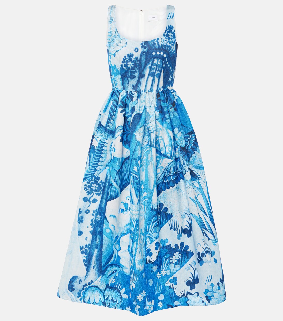 Robe midi imprimée en coton mélangé | Erdem