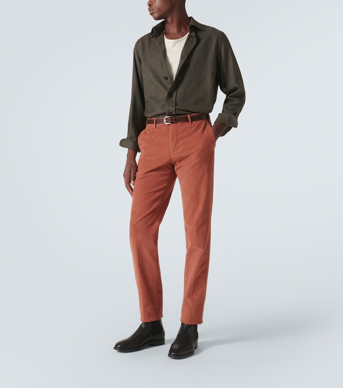 Cotton corduroy straight pants | Slowear