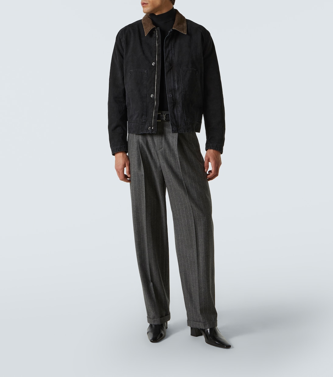 Corduroy-trimmed cotton canvas jacket | Saint Laurent