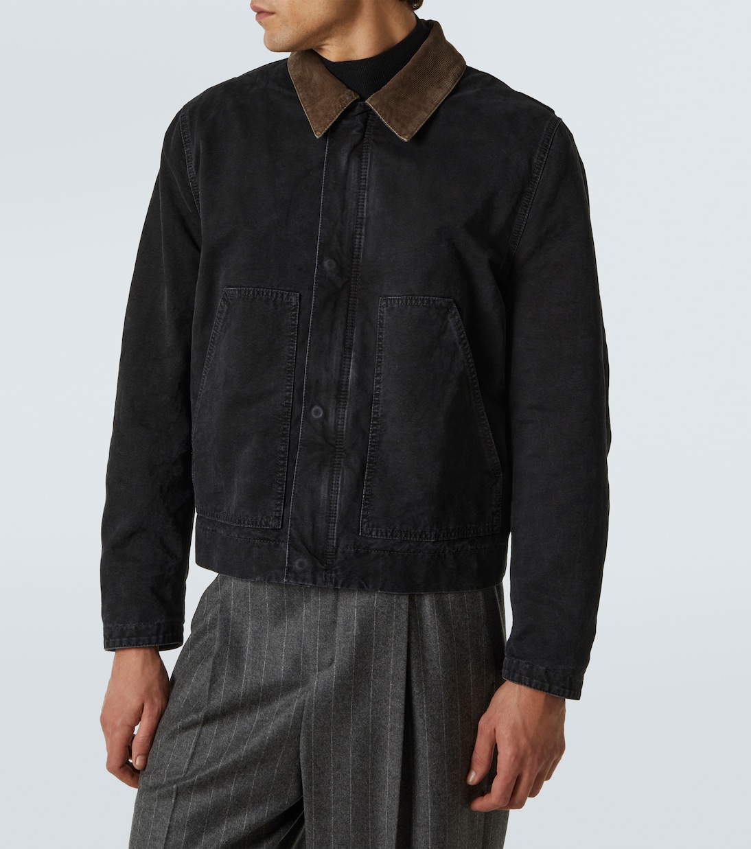 Corduroy-trimmed cotton canvas jacket | Saint Laurent