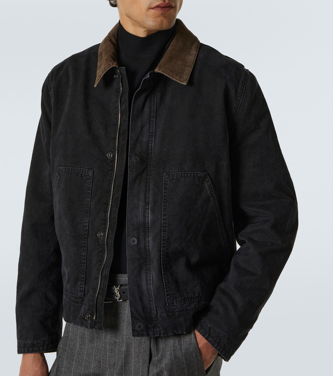 Corduroy-trimmed cotton canvas jacket | Saint Laurent