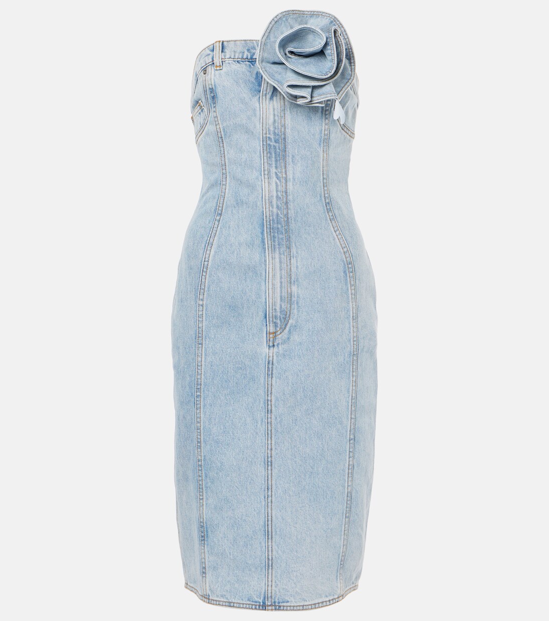 Robe midi en jean à fleurs | Area