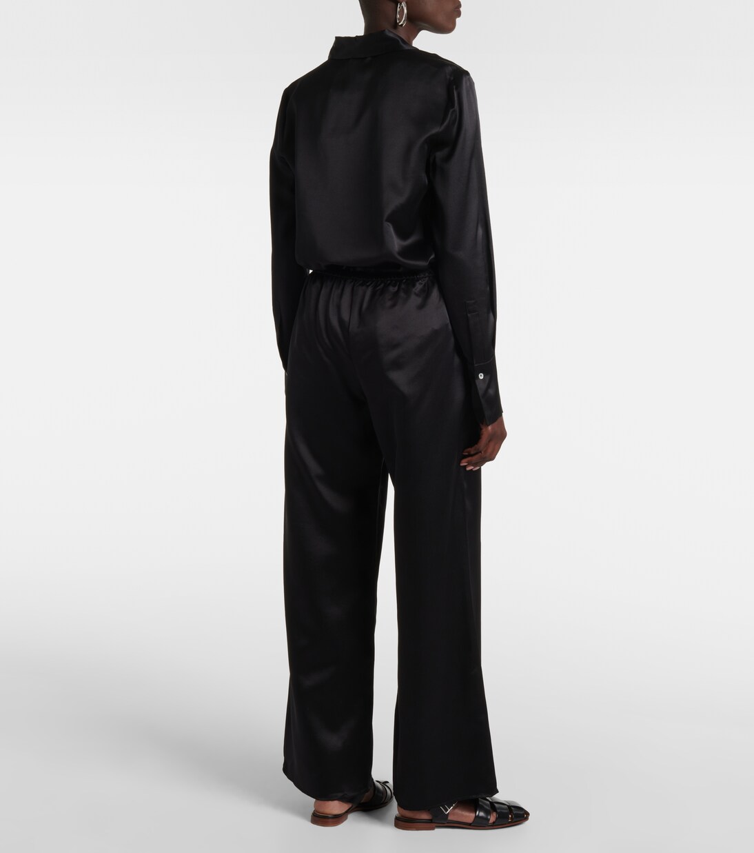 Pantalon ample Austin en laine et soie | Asceno