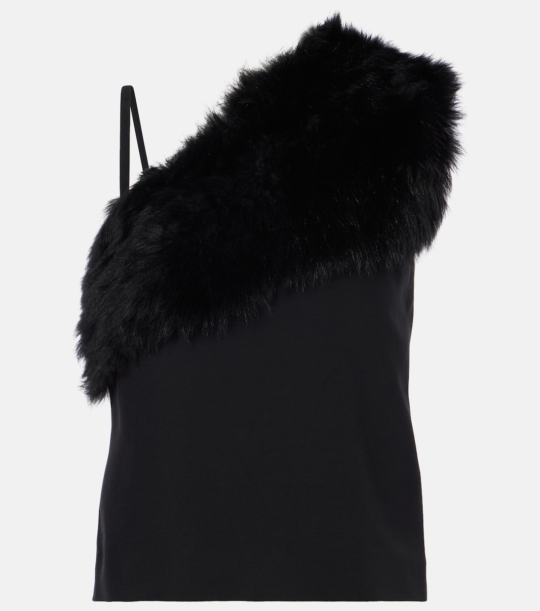 One-shoulder shearling-trimmed top | Toteme
