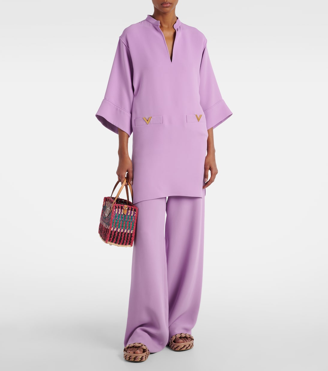 Rockstud Torchon leather-trimmed sandals | Valentino Garavani