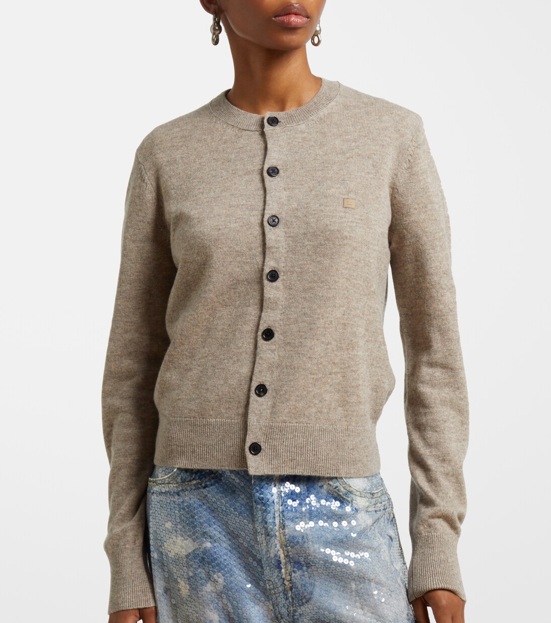 Cardigan Keny Face en laine | Acne Studios