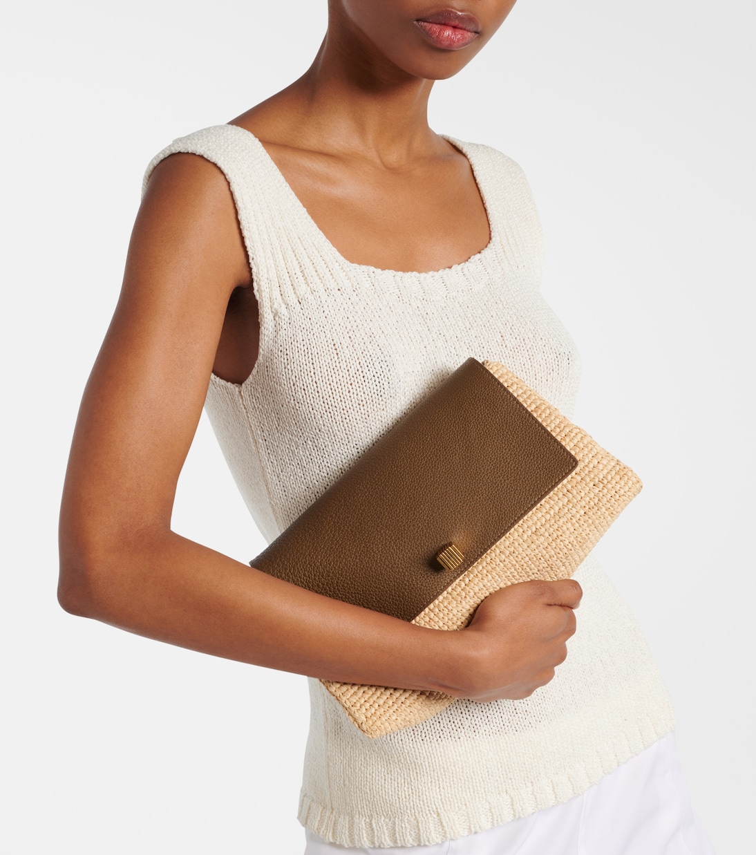 Sac Audrey en raphia et cuir | Khaite